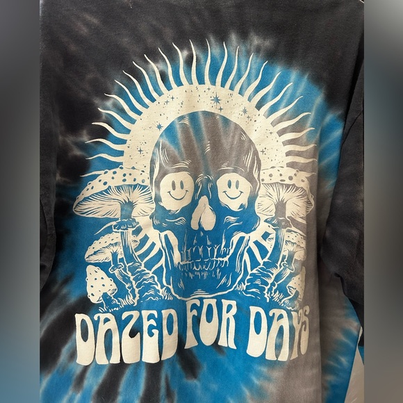 Pac Sun blue, black, gray and white long sleeve tie dye shirt - Picture 6 of 11